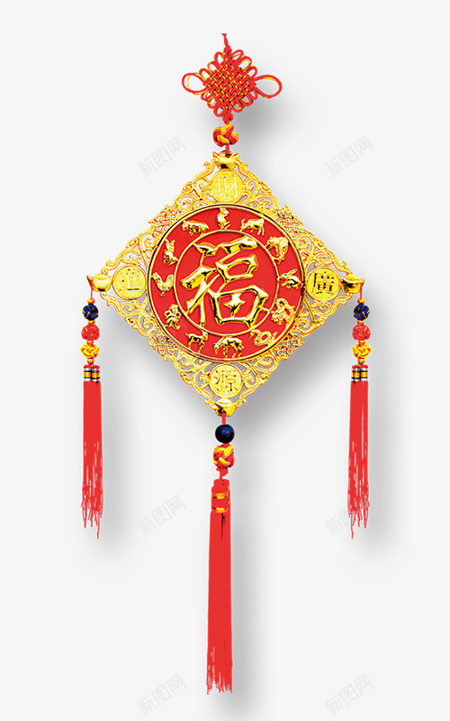 精美福字中国结挂件png免抠素材_新图网 https://ixintu.com 中国结 中国风 福字 精美 节日 过年