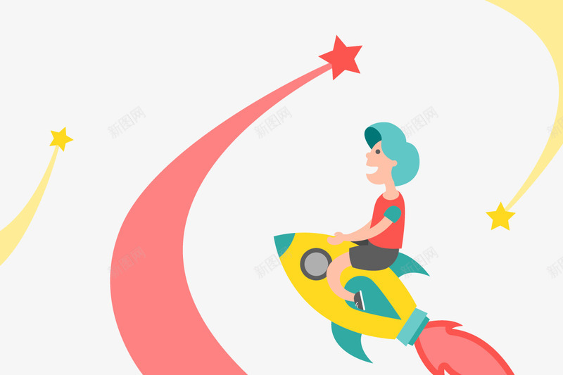 坐上火箭png免抠素材_新图网 https://ixintu.com 太空 小孩子 星星 火箭 遨游