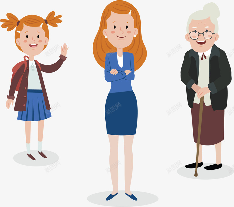 上学的女孩妈妈和姥姥矢量图ai免抠素材_新图网 https://ixintu.com 三代人 上学女孩 我和妈妈 我和姥姥 矢量png 老中青 矢量图