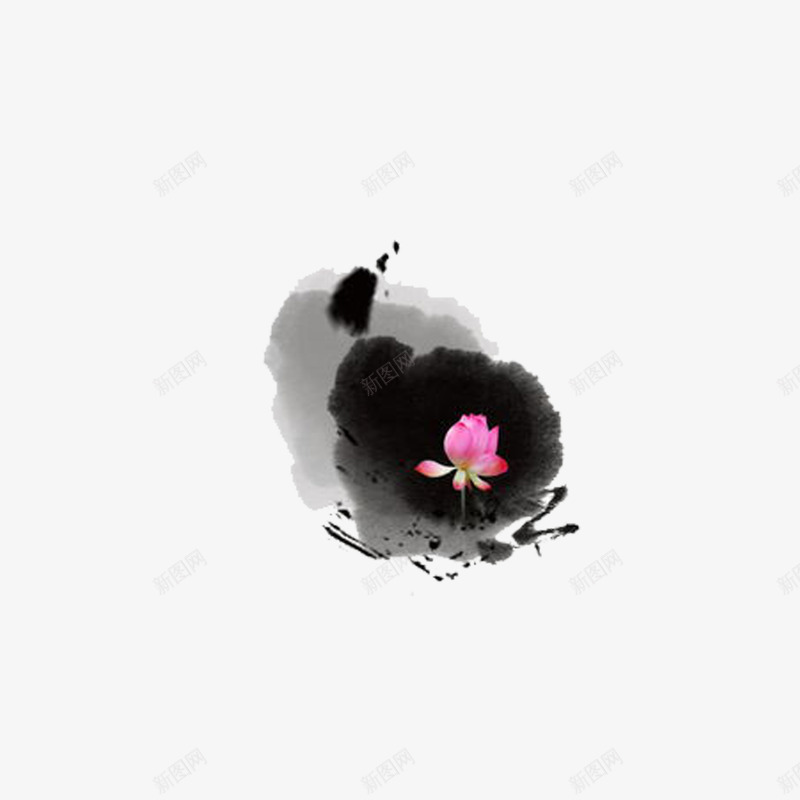 泼墨荷花png免抠素材_新图网 https://ixintu.com 中国画 中国风 植物