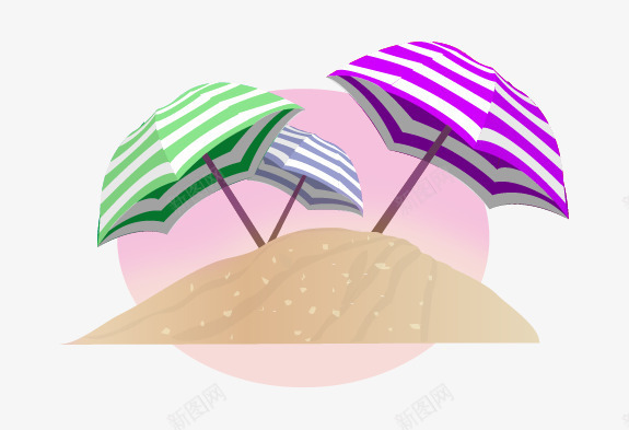 卡通沙滩遮阳伞png免抠素材_新图网 https://ixintu.com 卡通沙滩 条纹雨伞 沙滩 遮阳伞