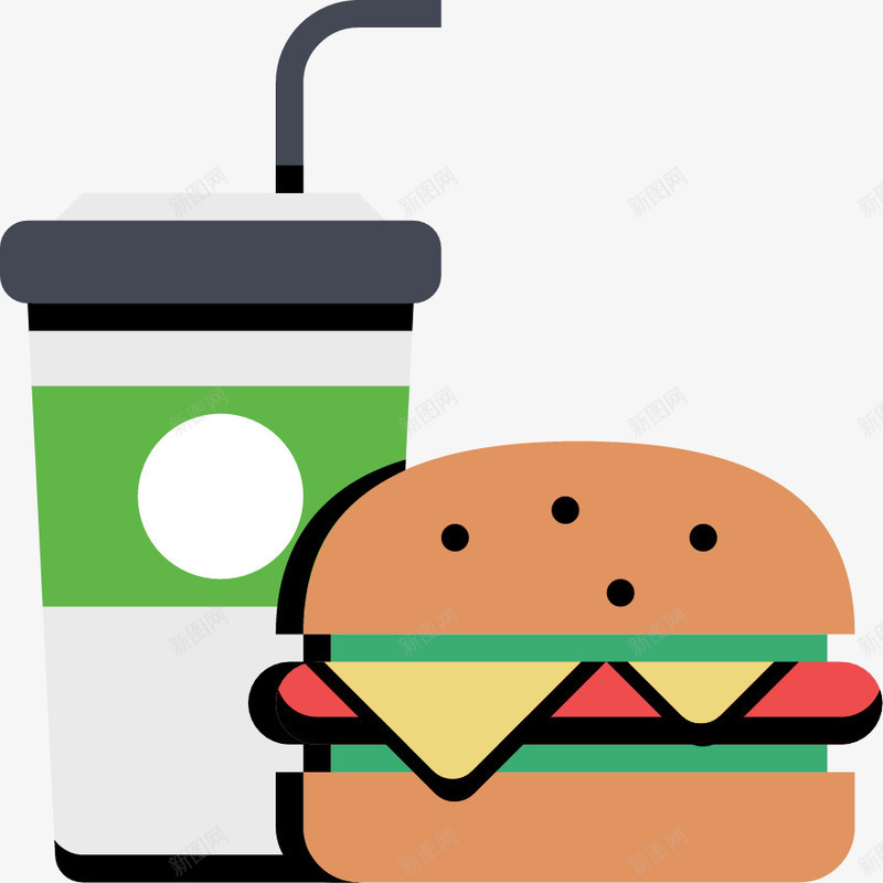 彩绘食物图标png_新图网 https://ixintu.com fastfood 图标 彩绘食物 抠图材料 插画 汉堡 美食 食物 餐饮食物