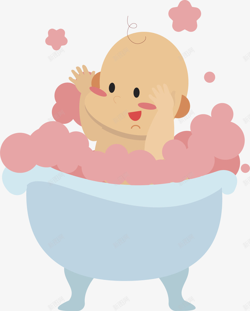 可爱浴缸洗澡的婴儿矢量图ai免抠素材_新图网 https://ixintu.com 婴儿 婴儿洗澡 洗澡 浴缸 浴缸洗澡 矢量png 矢量图