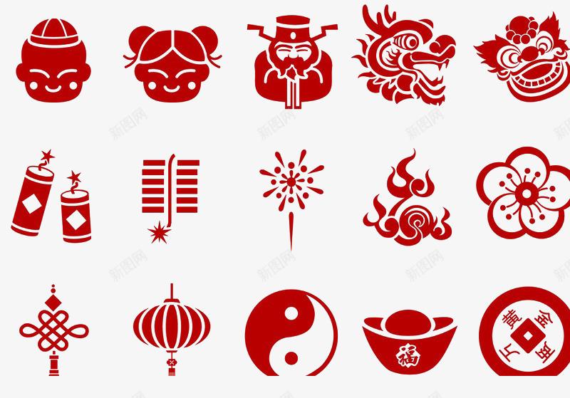 中国过年喜庆元素png免抠素材_新图网 https://ixintu.com 中国 八卦 简易 红色 红色八卦图