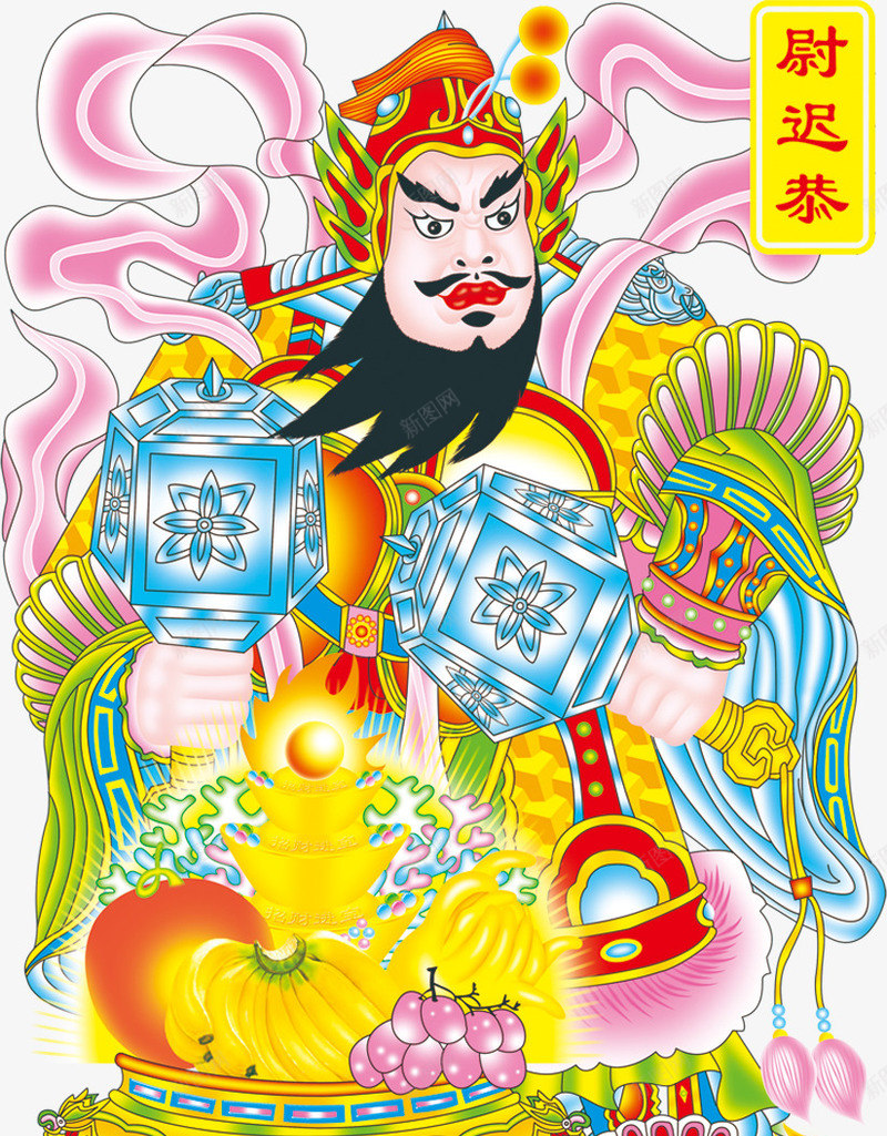 春节过年门上贴线条卡通辟邪门神png免抠素材_新图网 https://ixintu.com 尉迟恭 春节过年 春节过年门上贴线条卡通辟邪门神尉迟恭免费下载 春节门神 辟邪门神 门神尉迟恭