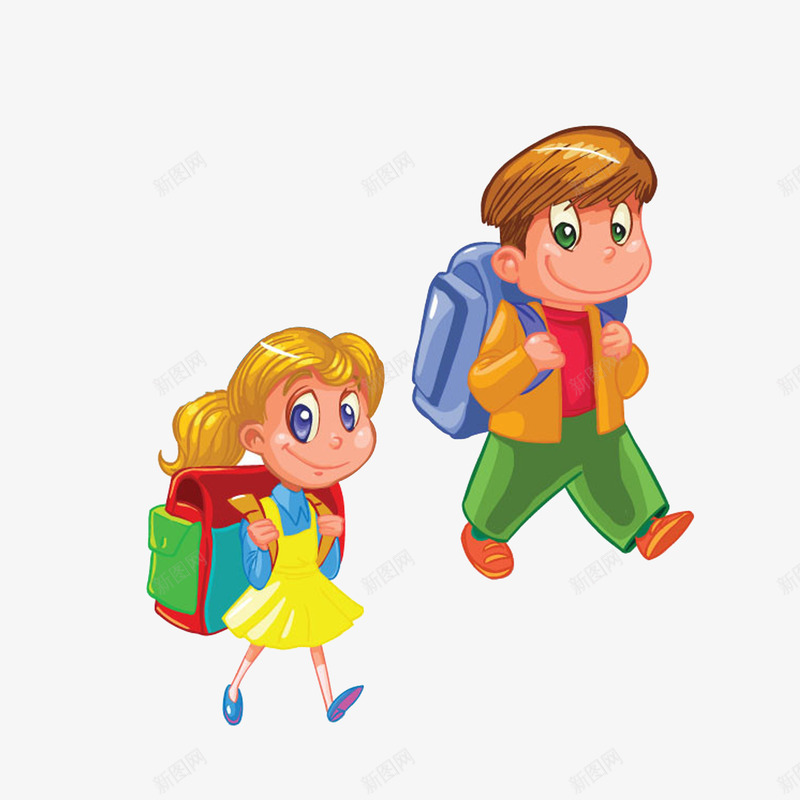 哥哥带着妹妹上学psd免抠素材_新图网 https://ixintu.com 书包 可爱小女孩 哥哥带着妹妹上学 开开心心上学 背书包小孩