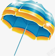 夏日海报手绘蓝黄条纹太阳伞素材