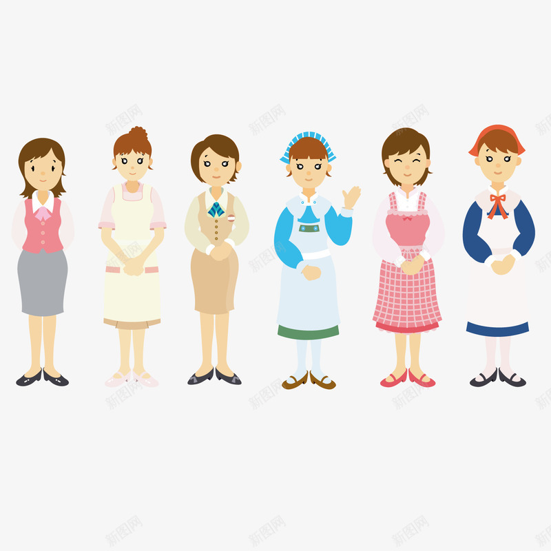 各种服饰女服务员png免抠素材_新图网 https://ixintu.com 女孩 服务员 服饰