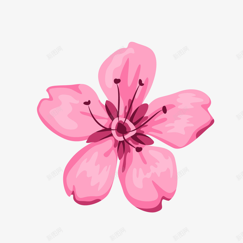 水彩绘卡通花朵png免抠素材_新图网 https://ixintu.com 卡通花卉 水彩绘植物 粉色花朵 背景装饰