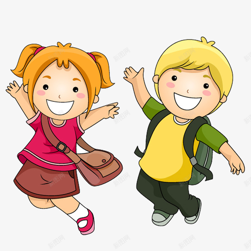 蹦跳挥手的小孩png免抠素材_新图网 https://ixintu.com 小孩 男女