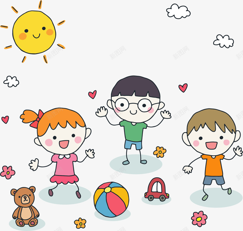 卡通开心一起玩耍的孩子矢量图ai免抠素材_新图网 https://ixintu.com 一起玩耍 可爱的孩子 孩子们 开心的孩子 玩耍的孩子 矢量png 矢量图