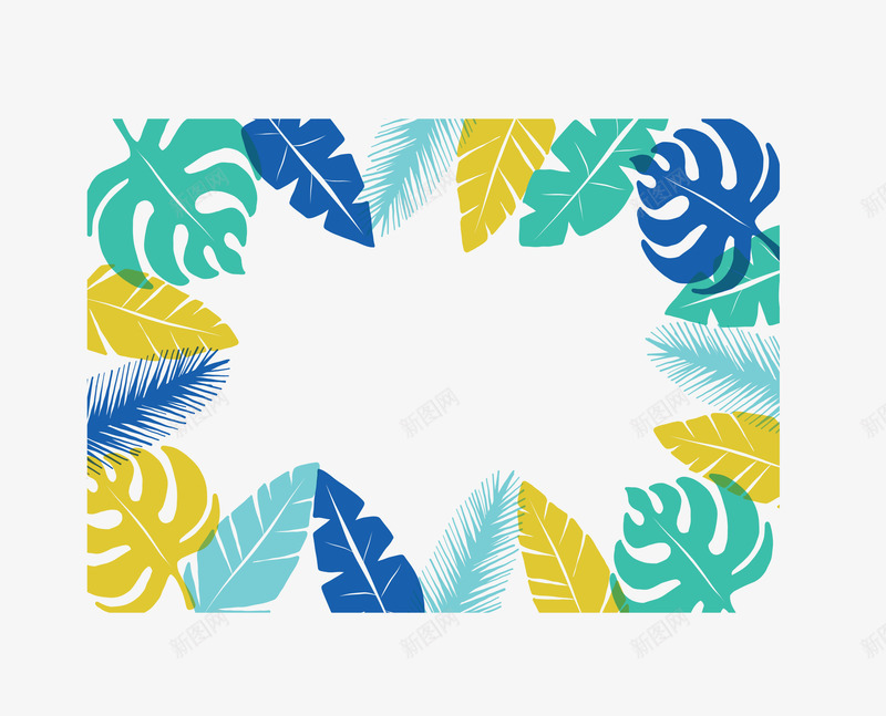 彩色夏日棕榈树叶矢量图ai免抠素材_新图网 https://ixintu.com 夏天 夏天树叶 彩色树叶 树叶边框 棕榈叶 矢量png 矢量图
