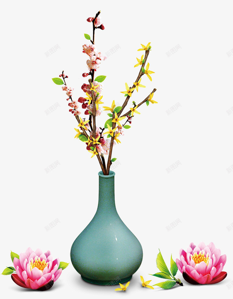 唯美精美花瓶花朵花枝psd免抠素材_新图网 https://ixintu.com 唯美 树叶 精美 花朵 花枝 花瓶