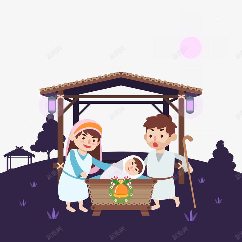 家庭插画png免抠素材_新图网 https://ixintu.com 婴儿床 家庭 扁平