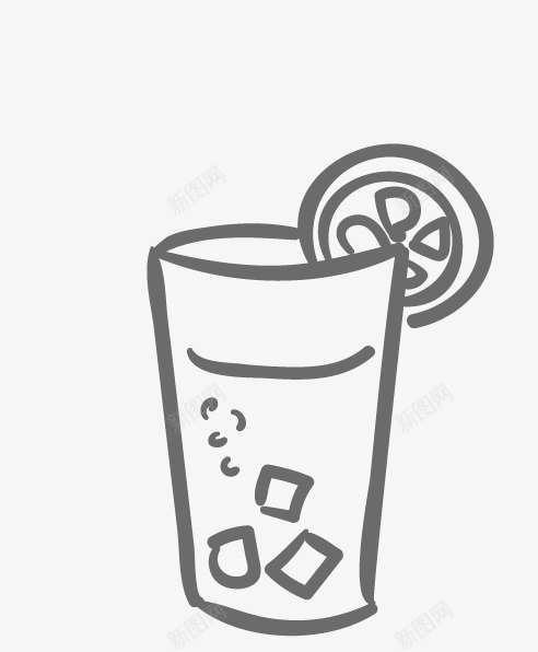 黑色手绘柠檬茶图标png_新图网 https://ixintu.com 手绘 柠檬 茶 饮料 黑色 黑色手绘柠檬茶