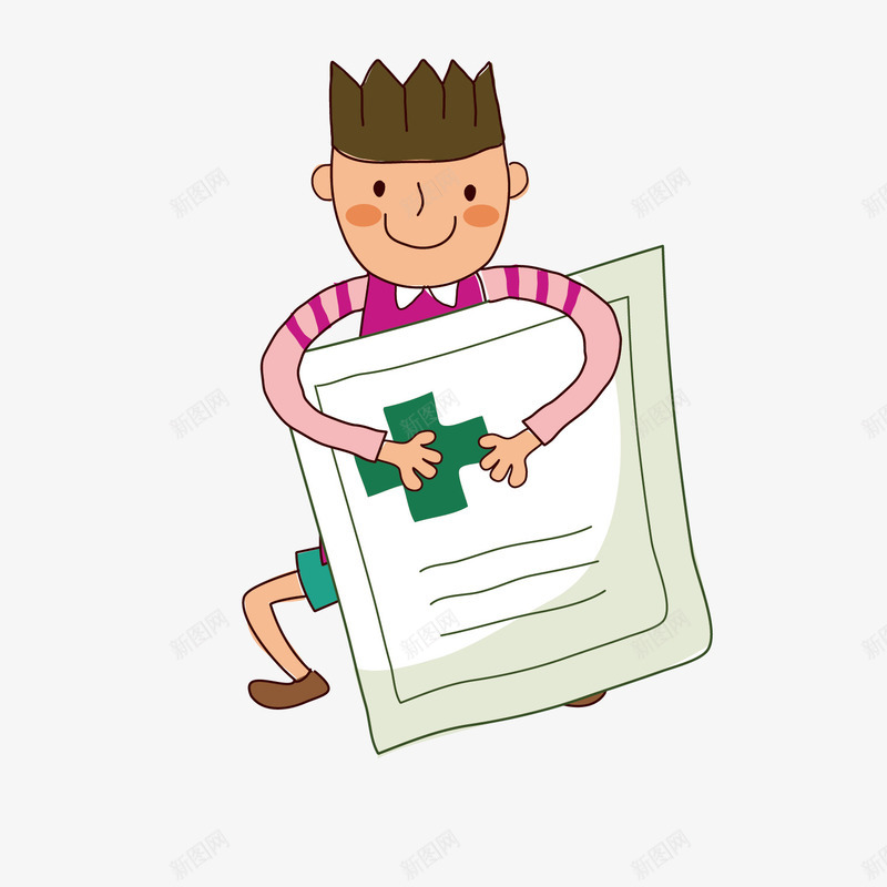 卡通男孩医院元素png免抠素材_新图网 https://ixintu.com 个人健康 体检 医生 插画 病人