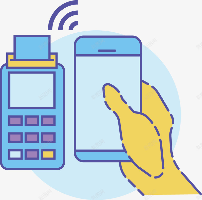 卡通手机现代支付矢量图eps免抠素材_新图网 https://ixintu.com POS机 信用卡机 刷卡机 卡通POS机 卡通风格 扫码 矢量图