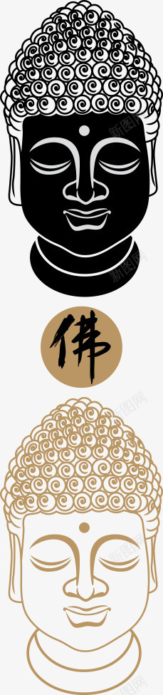 佛祖头像矢量图eps免抠素材_新图网 https://ixintu.com 佛主 佛像 佛学 佛教 金色佛像 矢量图