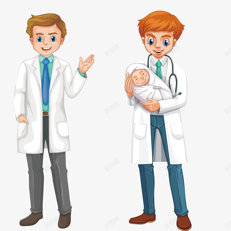 男医生png免抠素材_新图网 https://ixintu.com 出生 卡通形象 听诊器 宝宝