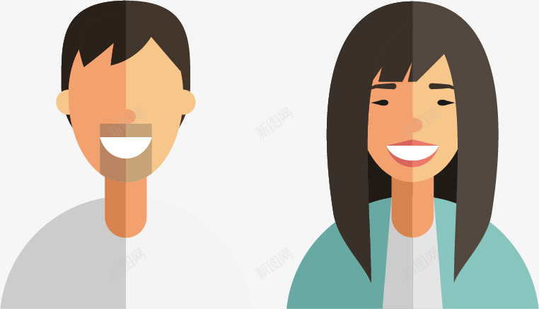 一对男女png免抠素材_新图网 https://ixintu.com 头像 小夫妻 情侣 扁平