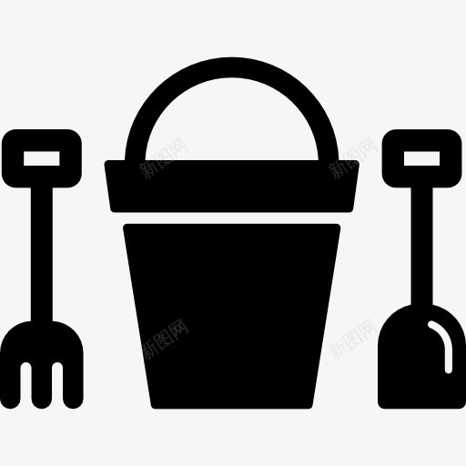 砂斗铲和耙图标png_新图网 https://ixintu.com 夏天 婴儿玩具 海滩 玩具