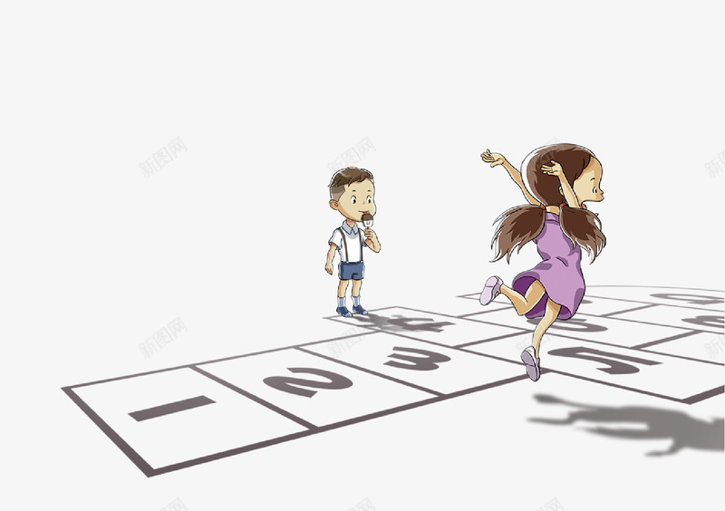 卡通手绘玩游戏的孩子插画psd免抠素材_新图网 https://ixintu.com 儿童 卡通手绘 孩子 小女孩 插画 玩游戏 男孩