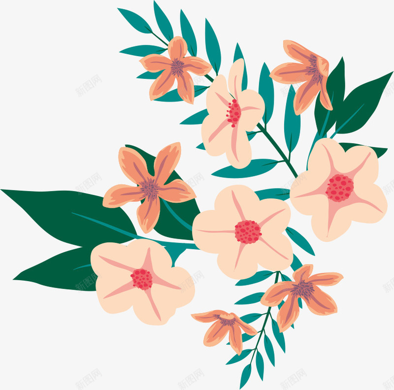 夏日海报促销手绘花朵png免抠素材_新图网 https://ixintu.com 促销 夏日 海报 花朵