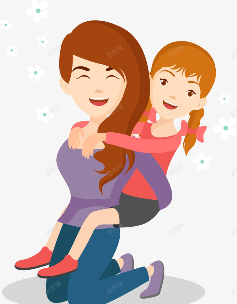 母亲节背孩子的妈妈png免抠素材_新图网 https://ixintu.com 女儿 妈妈 母亲节 母女 母爱 背孩子的妈妈 背着孩子