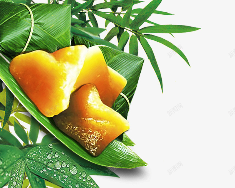 露珠粽叶粽子png免抠素材_新图网 https://ixintu.com 传统美食 端午节 节日元素 露珠粽叶粽子