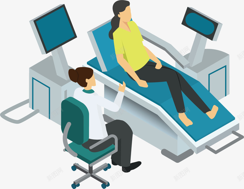 看牙医的患者矢量图ai免抠素材_新图网 https://ixintu.com 医院 卡通手绘 患者 牙医 病床 蔚蓝色 矢量图