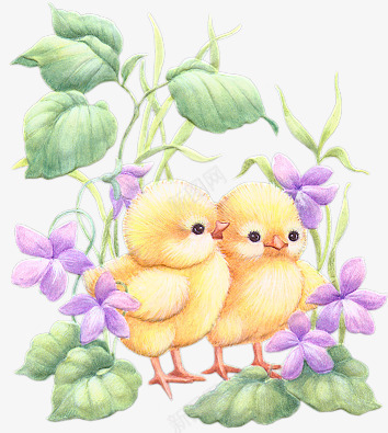 鸡宝宝png免抠素材_新图网 https://ixintu.com 动物 小鸡 手绘 花卉 花草 鸡宝宝