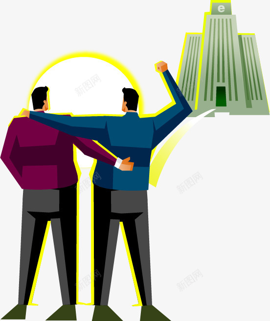 现代企业造型png免抠素材_新图网 https://ixintu.com 共赢 卡通商务 合作 商务人士 商务金融 现代企业