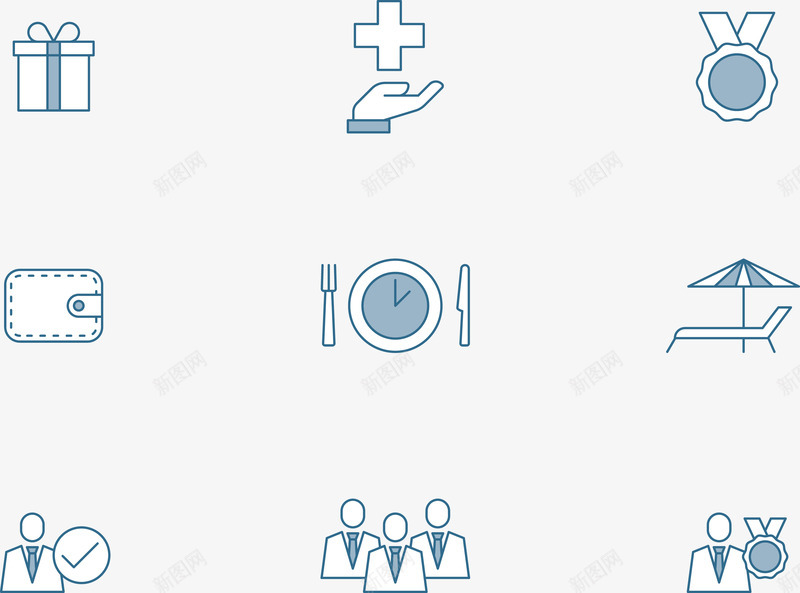 聚会吃饭集合png免抠素材_新图网 https://ixintu.com 刀叉 医院 礼物盒 蓝色 躺椅 遮阳伞 钱包 餐盘