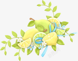 小清新叶子柠檬装饰图案素材