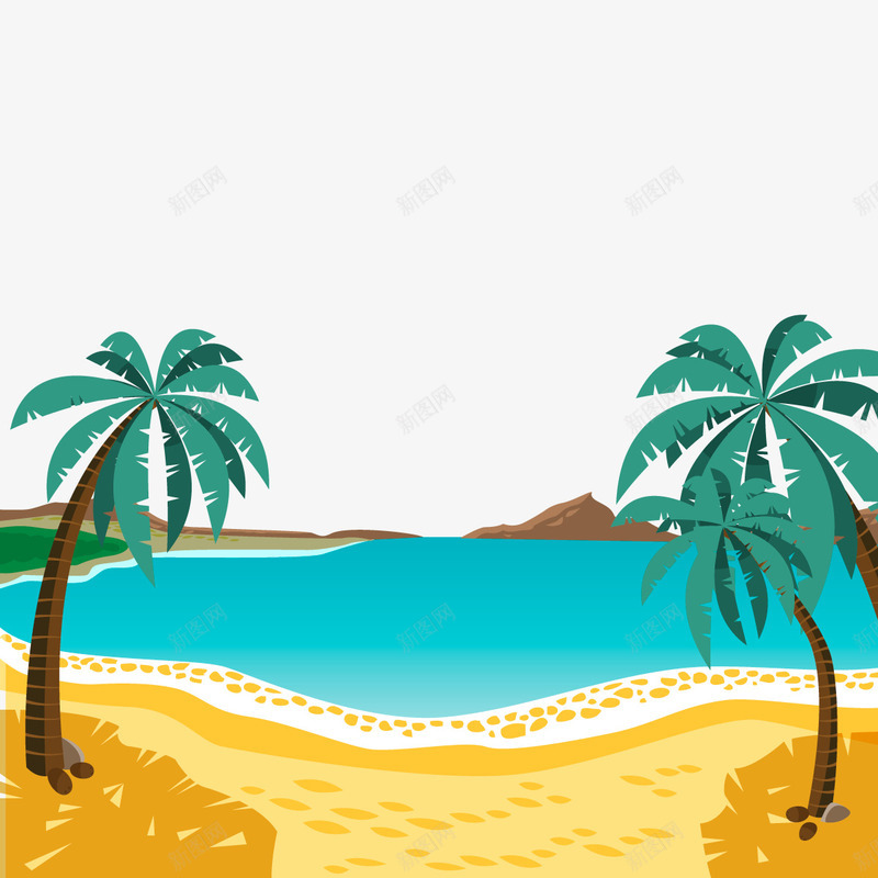 海岸边矢量图ai免抠素材_新图网 https://ixintu.com 夏日 大海 度假 炎热 矢量图
