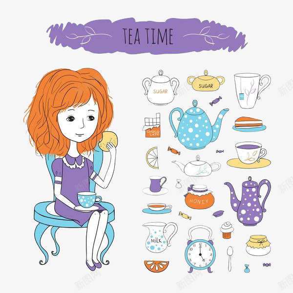 坐在板凳上喝茶吃食品的女子png免抠素材_新图网 https://ixintu.com 下午茶 休息 休闲 养生 喝茶 女士 女子 放松 杯子 水 茶 饮料