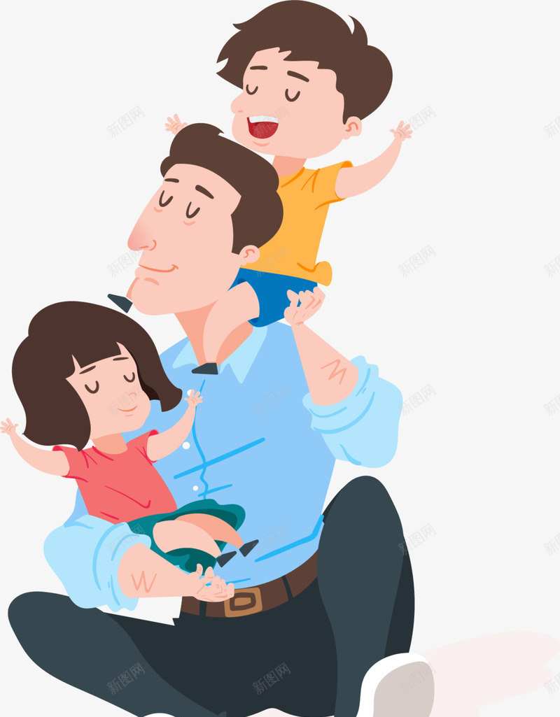 父亲节带孩子的父亲png免抠素材_新图网 https://ixintu.com 带孩子的父亲 开心 插图 父亲和孩子 父亲节 父爱 玩耍