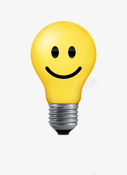 黄色创意电器笑脸灯泡装饰图案素材