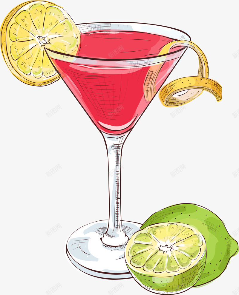 柠檬片和鸡尾酒简图png免抠素材_新图网 https://ixintu.com 柠檬 柠檬片 水果 简图 酸酸甜甜 高脚杯 鸡尾酒