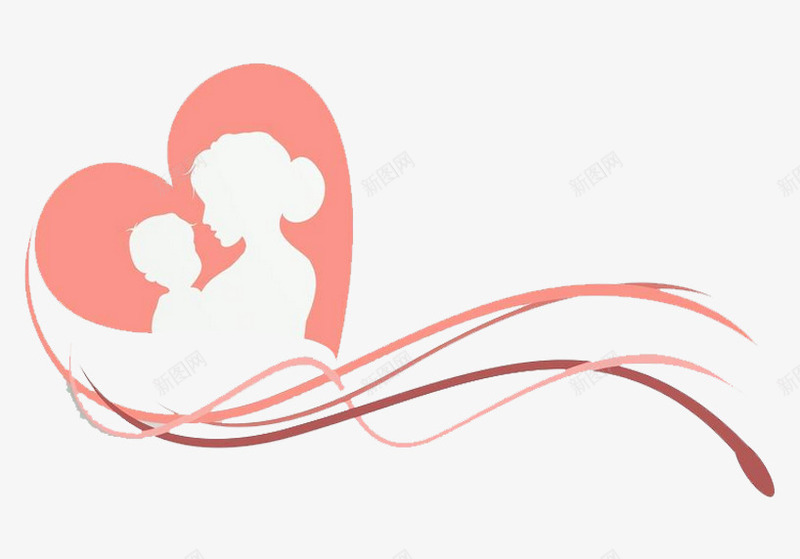 母亲剪影心形png免抠素材_新图网 https://ixintu.com 剪影 孩子 心形 手绘 母亲 母亲剪影