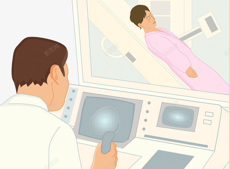 医院放射治疗检查室png免抠素材_新图网 https://ixintu.com 插画 放射室 检测设备 身体检查