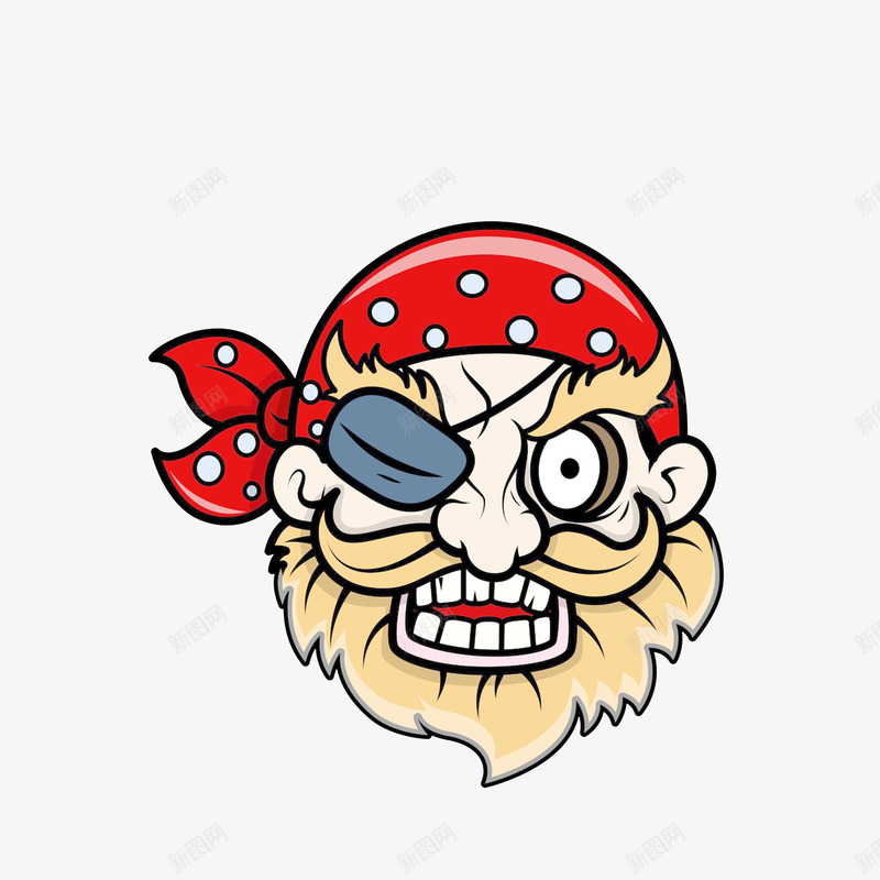 卡通独眼的海盗头像png免抠素材_新图网 https://ixintu.com 凶狠海盗 卡通遮挡 独眼海盗 遮挡眼镜