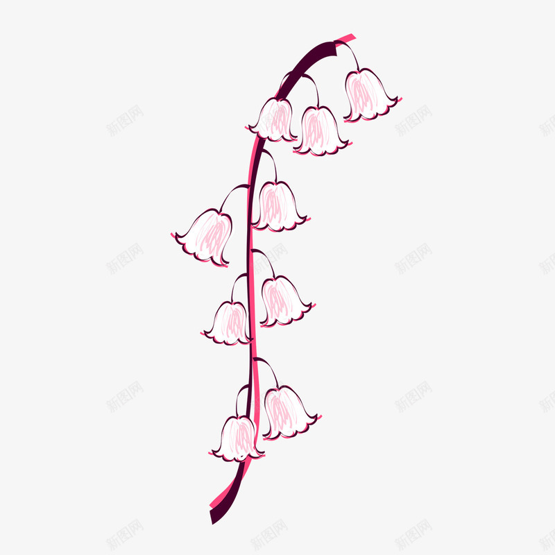 线稿式的花枝png免抠素材_新图网 https://ixintu.com 线稿 花朵 花枝 花瓣
