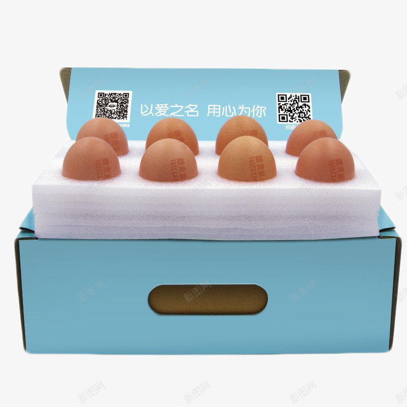 德青源爱的宝宝鲜鸡蛋png免抠素材_新图网 https://ixintu.com 16枚装 产品实物 农养土鸡 盒装