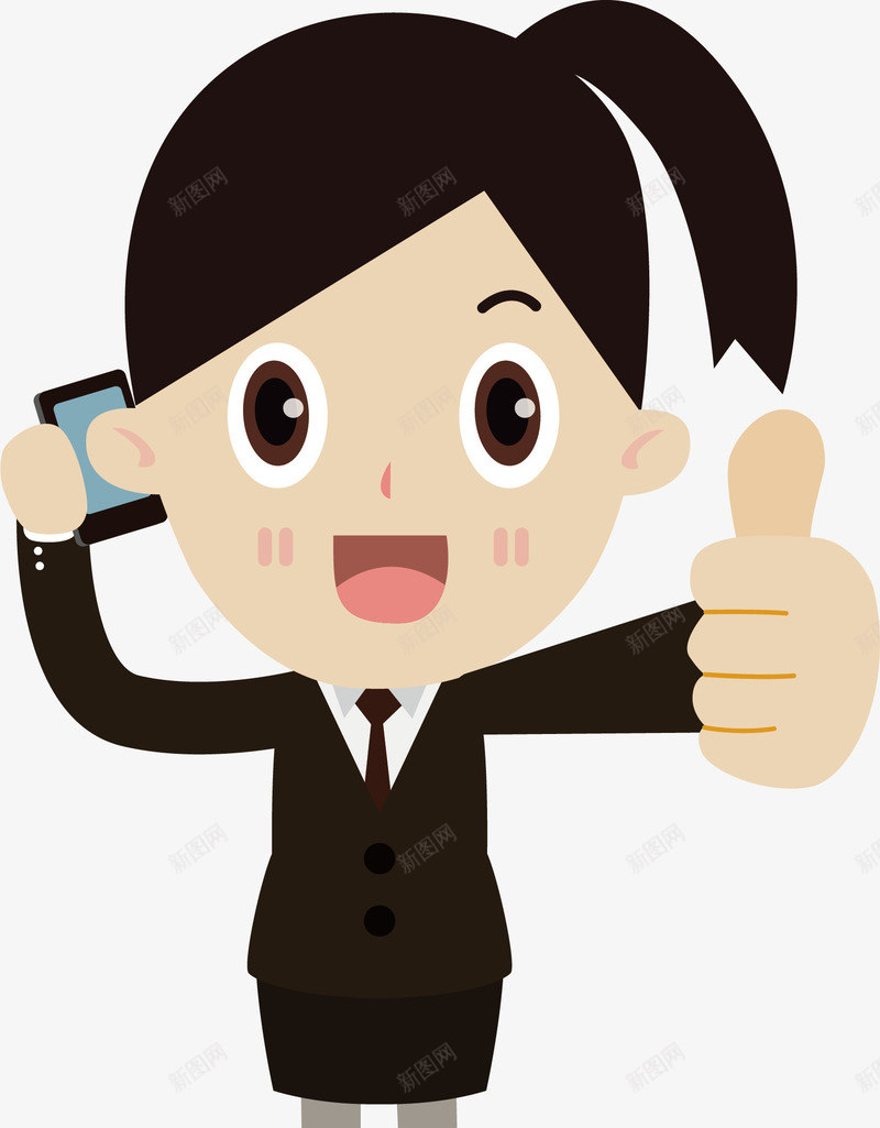 点赞女孩png免抠素材_新图网 https://ixintu.com 可爱 女孩 彩色 手绘的 现代 矢量的 简约点赞