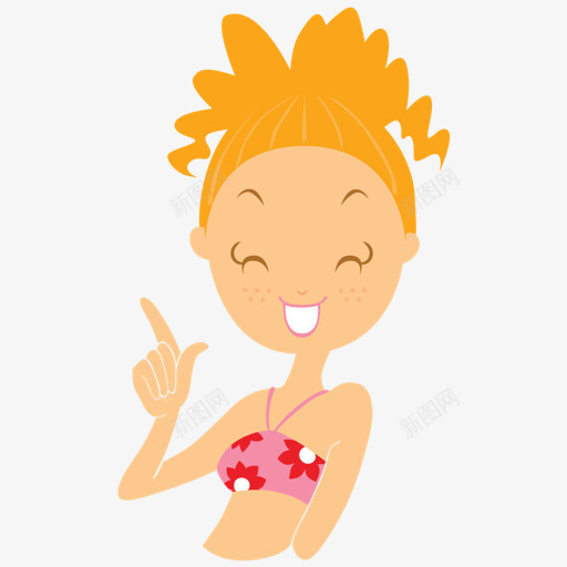 手指枪女孩png免抠素材_新图网 https://ixintu.com 卡通人物 卡通女孩 卡通小女孩 卡通沙滩女孩 粉色 红色 黄色