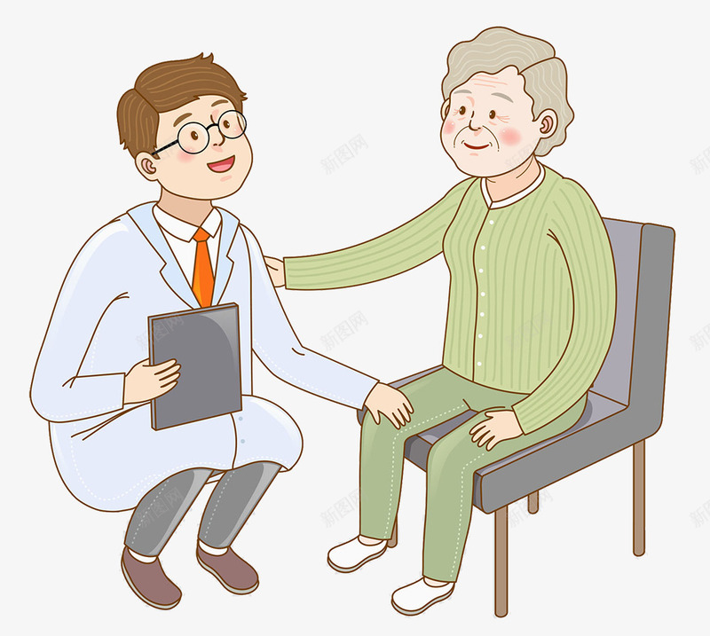 卡通插图医院门诊医生png免抠素材_新图网 https://ixintu.com 医生 医院门诊 卡通插图 慰问患者病情 男医生 老奶奶 老婆婆卡通 询问病人