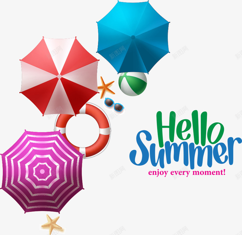 清爽夏天png免抠素材_新图网 https://ixintu.com summer 伞 夏天 夏日 彩色伞 清爽