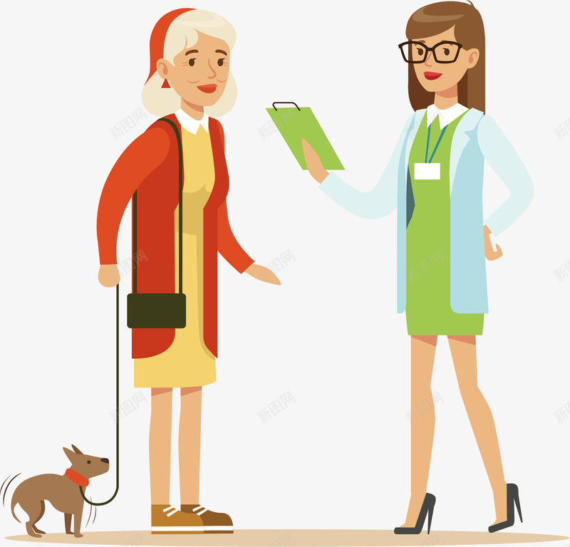 询问病情的家属矢量图ai免抠素材_新图网 https://ixintu.com 医生 卡通手绘 宠物医院 小狗 清新 装饰 矢量图