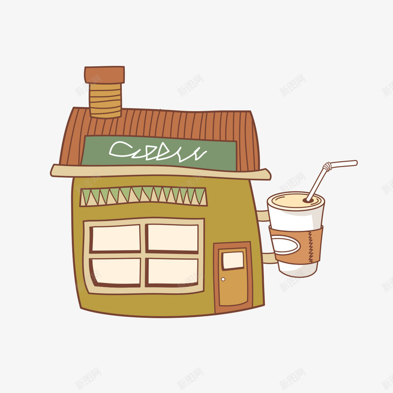 手绘冷饮店png免抠素材_新图网 https://ixintu.com 冷饮 咖啡 奶茶 热饮 饮料